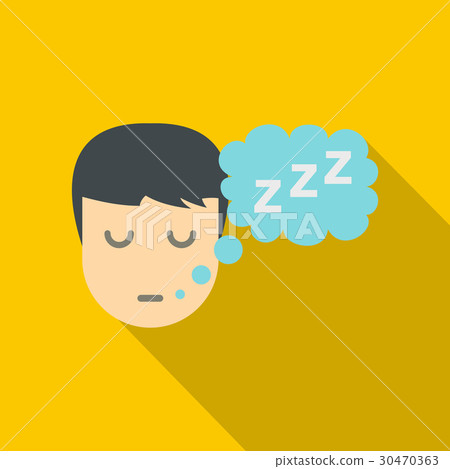 Sleeping person with thought bubble of z icon Sleeping person with thought bubble of z icon 30470363