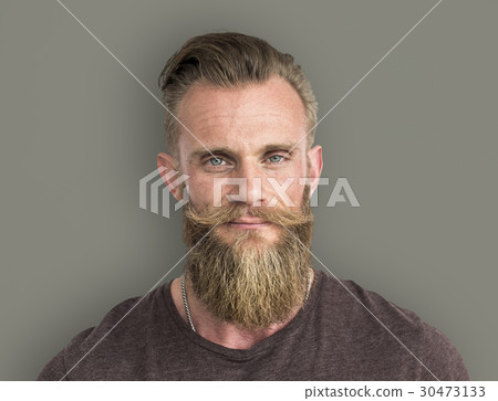 Bearded Hipster Man Smiling Portrait Bearded Hipster Man Smiling Portrait 30473133