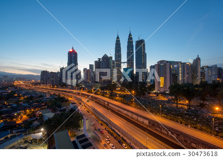 Kuala Lumpur skyline and skyscraper at night 30473618