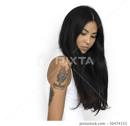Asian Woman Tattoo Sideview Asian Woman Tattoo Sideview 30474153