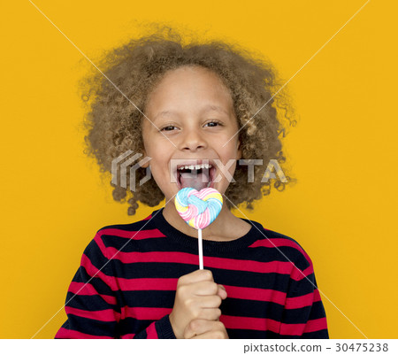 Little Boy Eating Lollipop Candy Little Boy Eating Lollipop Candy 30475238