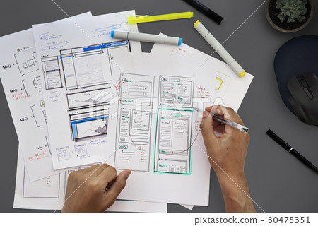 Graphic Designing Web Page Hands 30475351