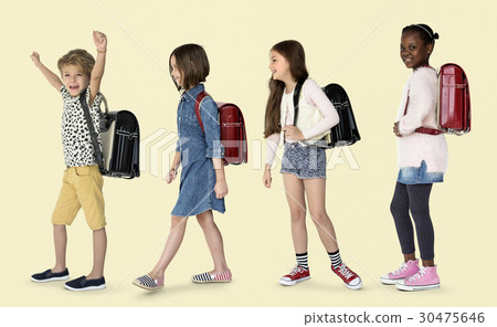 Group of Children Walking Concept Group of Children Walking Concept 30475646