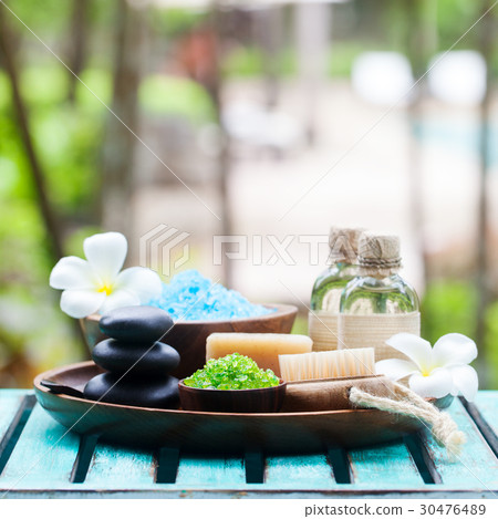Spa and wellness massage setting. Copy space. 30476489
