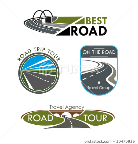 Vector icons set for road travel or trip company 30476939