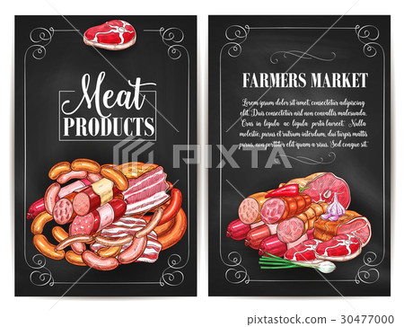 Vector posters for butchery shop meat products 30477000
