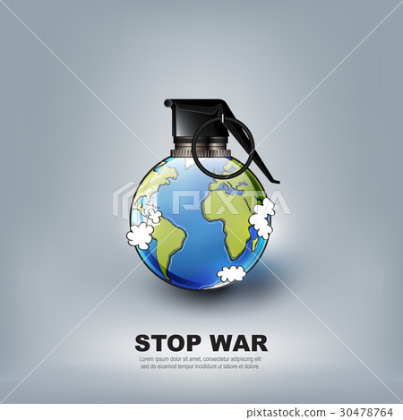 Stop world war hand grenade concept advertisement Stop world war hand grenade concept advertisement 30478764
