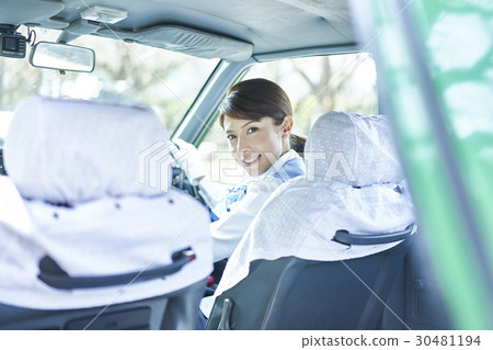 Taxi female driver smile portrait Taxi female driver smile portrait 30481194