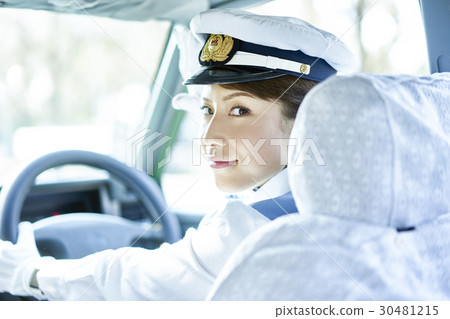 Taxi female driver smile portrait 30481215
