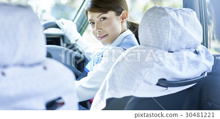 Taxi female driver smile portrait 30481221