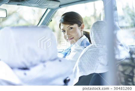 Taxi female driver smile portrait Taxi female driver smile portrait 30481260