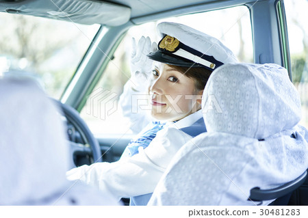 Taxi female driver smile portrait 30481283