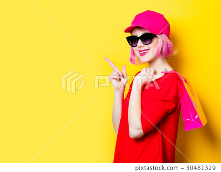 young woman with shopping bag young woman with shopping bag 30481329
