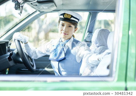 Taxi female driver smile portrait 30481342