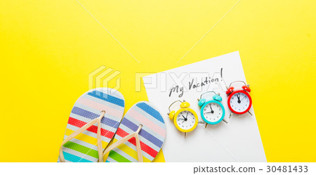 paper My Vacation, alarm clocks and sandals 30481433