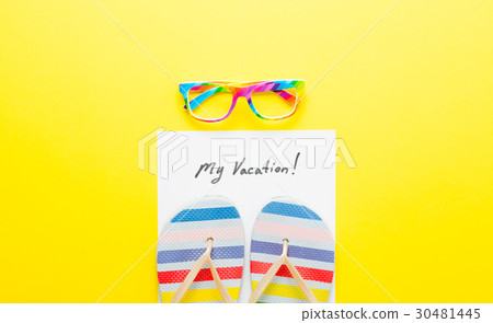 paper My Vacation, glasses and sandals 30481445