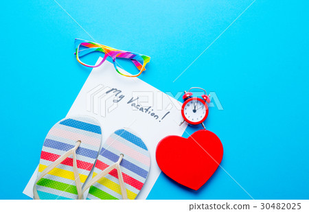 paper My Vacation, toy, alarm clock 30482025