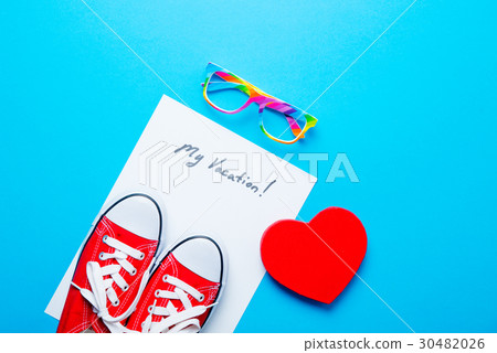 paper My Vacation, toy, glasses and gumshoes 30482026