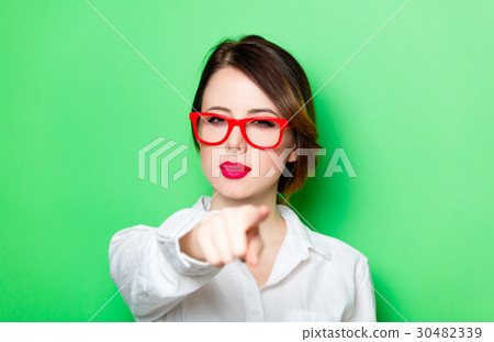 young thoughtful woman in glasses 30482339