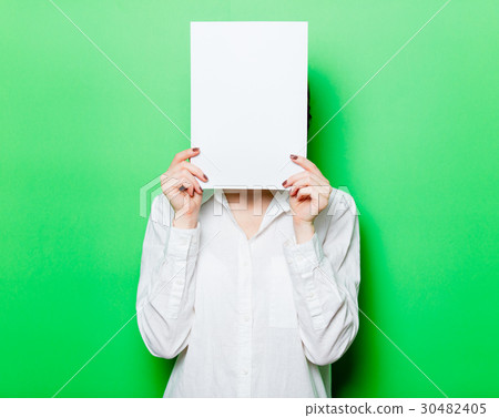 young woman with paper young woman with paper 30482405