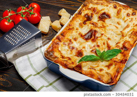 Lasagna in baking dish Lasagna in baking dish 30484031