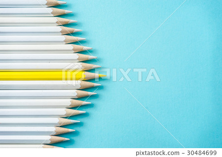 Top view of color pencil on blue paper Top view of color pencil on blue paper 30484699