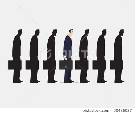 Businessman standing out from crowd. Businessman standing out from crowd. 30486027