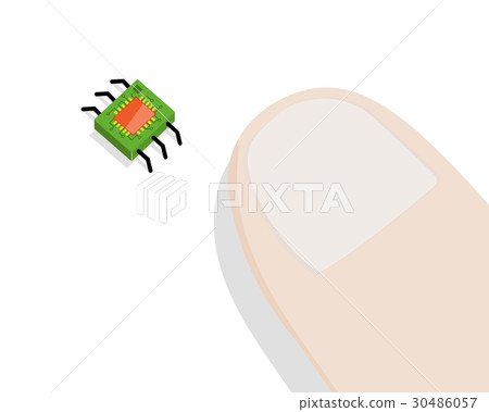 Minirobot Near Human Finger. 30486057
