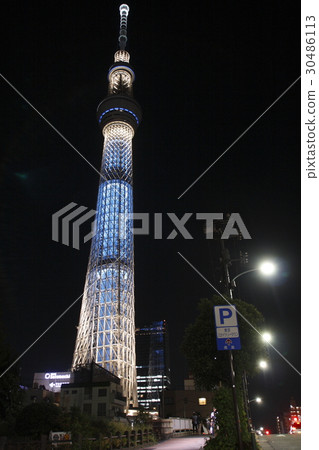 東京晴空塔(特寫鏡頭·夜間索拉馬基) 東京晴空塔(特寫鏡頭·夜間索拉馬基) 30486113