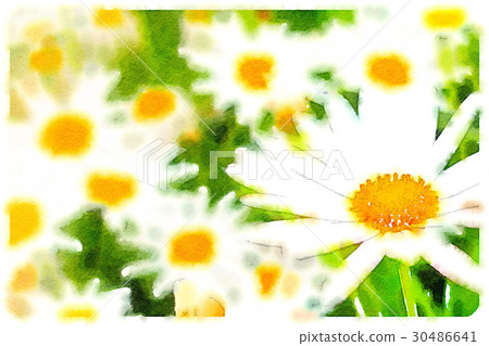 Vivid brilliant hand gauze watercolor interior view white background: flower special feature 30486641