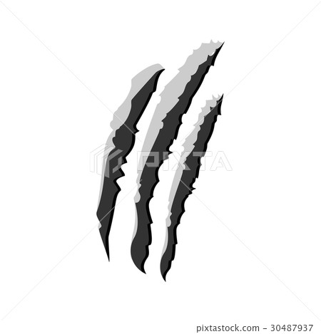 Claw scratchs black silhouette. Vector werewolf 30487937