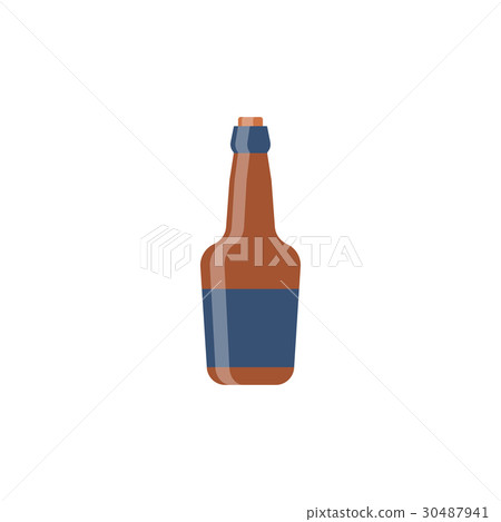 Bottle glass whiskey flat design. Vector 30487941