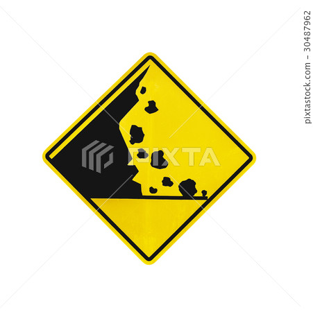 Rock falling warning sign isolated Rock falling warning sign isolated 30487962