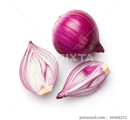 Sliced Red Onions Isolated on White Background Sliced Red Onions Isolated on White Background 30488231