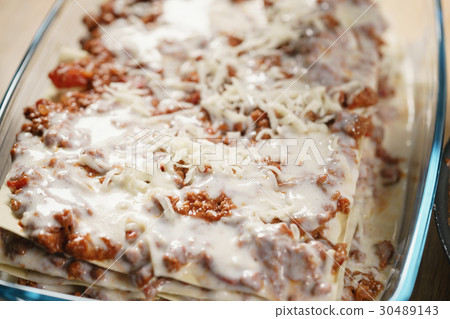 preparing lasagna process on home kitchen for preparing lasagna process on home kitchen for 30489143