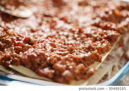 preparing lasagna process on home kitchen for preparing lasagna process on home kitchen for 30489165
