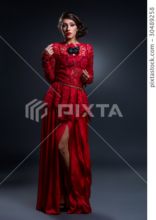 Beautiful girl in lace silk dress 30489258