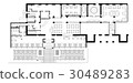 Standard cafe furniture symbols on floor plans 30489283