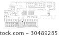 Standard cafe furniture symbols on floor plans 30489285