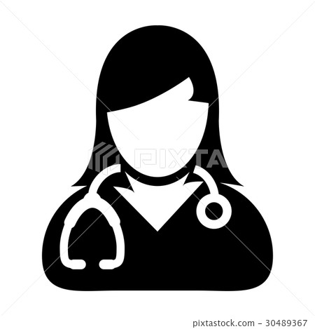 Woman Doctor Icon Vector with Stethoscope 30489367