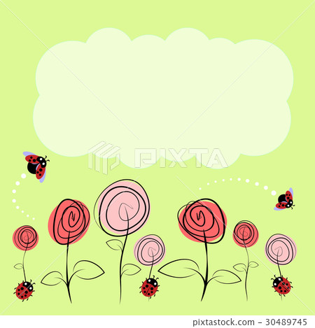 vector drawing with flowers and insects vector drawing with flowers and insects 30489745