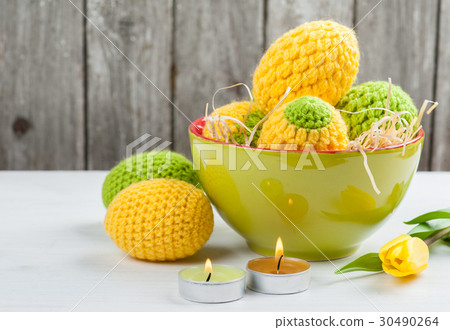 Green yellow crocheted easter eggs Green yellow crocheted easter eggs 30490264