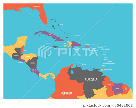 Central America and Carribean states political map 30491008