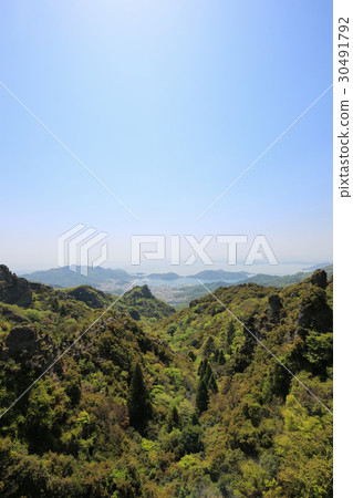 香川縣小豆島町Kanjazi河從山頂的風景（表12，第12次風景） 30491792
