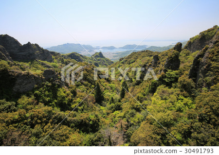 香川縣小豆島町Kanjazi河從山頂的風景（表12，第12次風景） 30491793