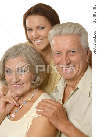 Elderly parents and their adult daughter Elderly parents and their adult daughter 30492489