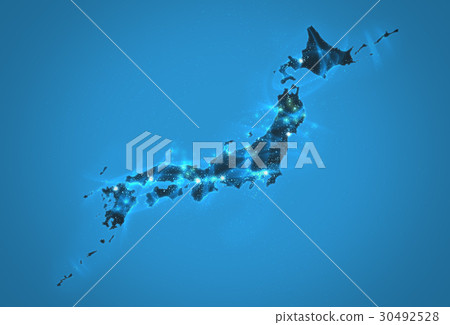 Japan Map Power Energy Blue 30492528