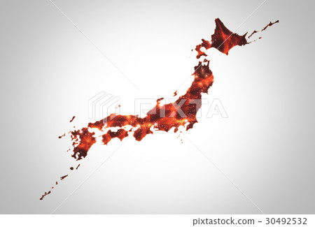 Japan Map Power Red Red 30492532