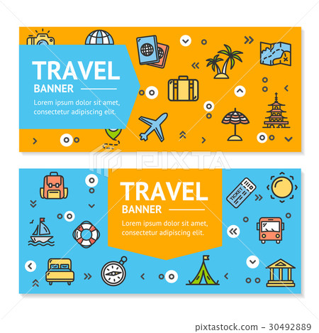 Travel Flyer Banner Placard Set. Vector 30492889