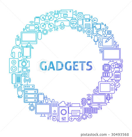 Gadget Line Icon Circle Concept - Stock Illustration [30493568] - PIXTA